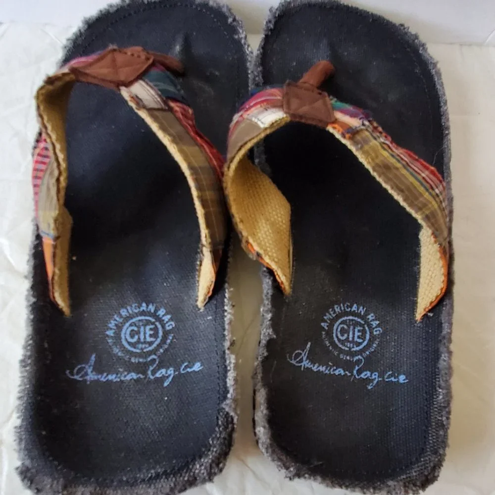 American Rag Paisly Plaid Flip Flops